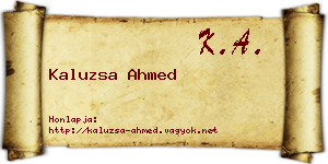 Kaluzsa Ahmed névjegykártya